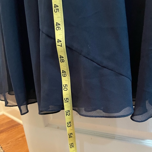 J Kara Gown Maxi Dress Sequin Beaded V Neck V Back Flutter Sleeve A-Line Blue 16 - Picture 14 of 16